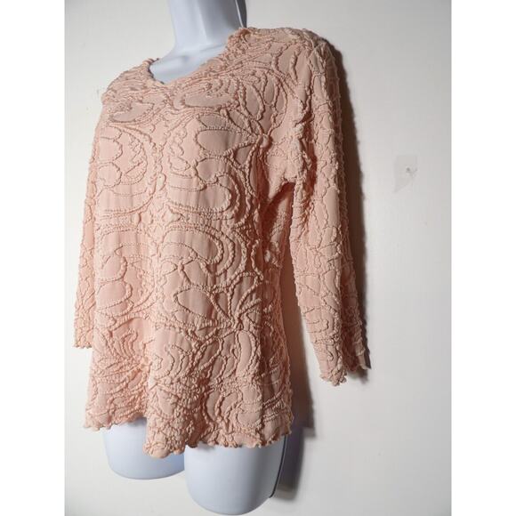 Haystacks Medium Fluence 3/4 Sleeve Surreal Textured Top Rose Quartz Light Pink - Picture 3 of 12
